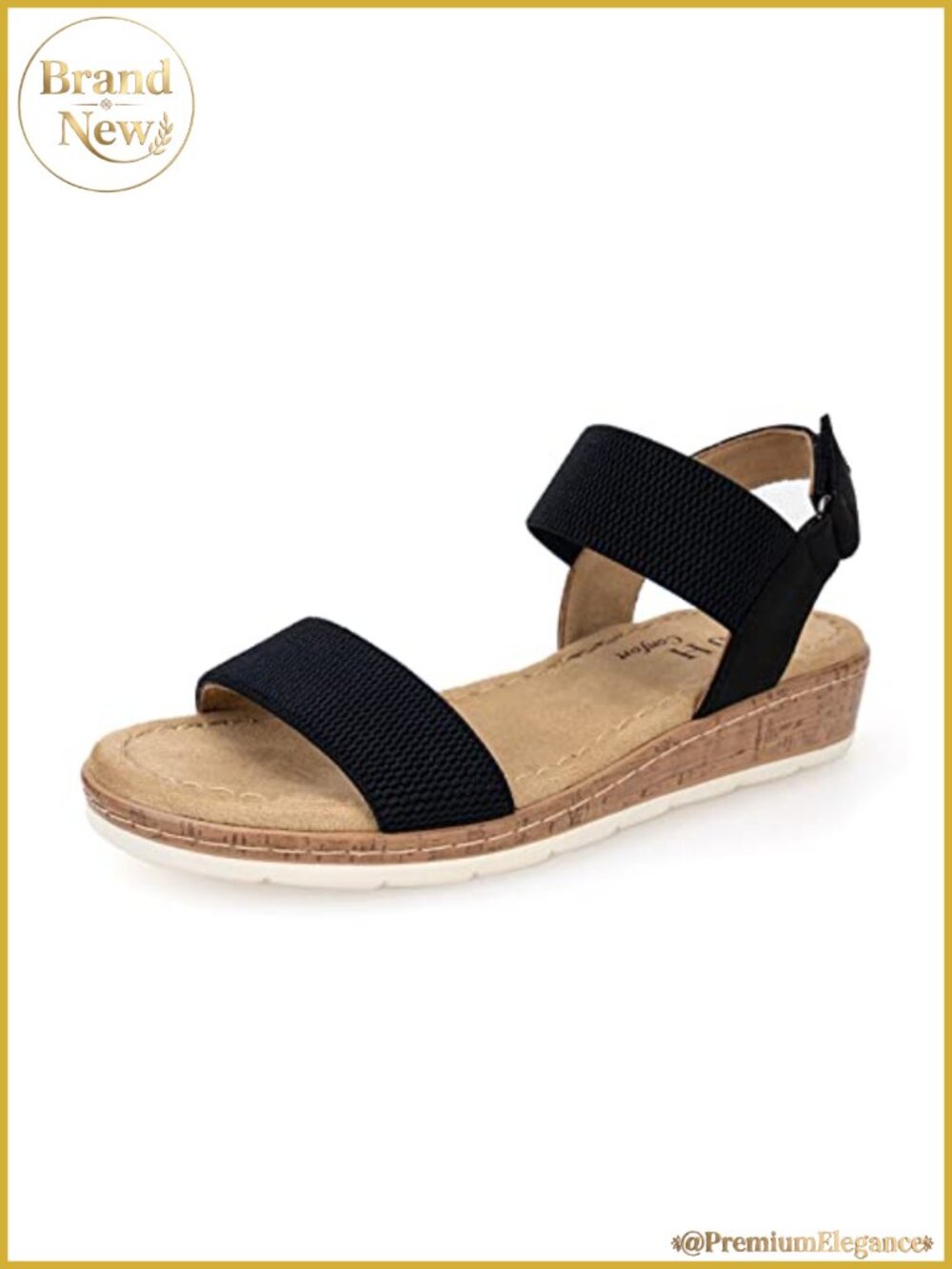 Women's Wedge Sandals Open Toe Elastic Ankle Strap Slip On Faux Suede Comfy